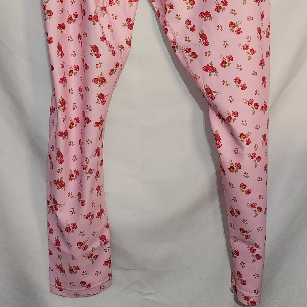 NWT Ampersand Pastel Pink Floral Leggings Balletcore Y2K Athleisure Size XL & 3X - Picture 8 of 16